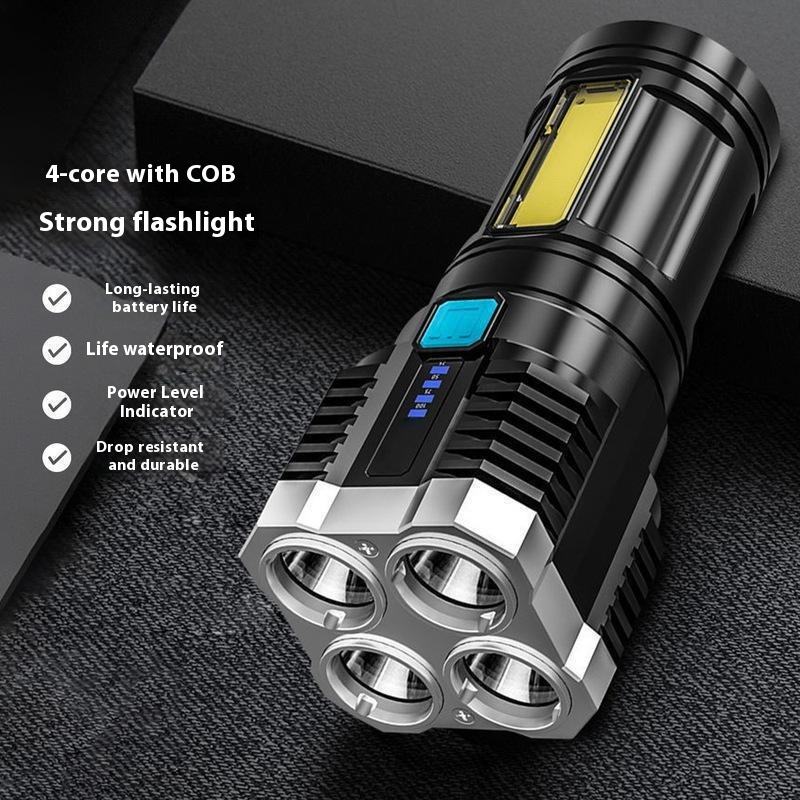 Torch Light, LED 3W Torch Light Rechargeable Torch Flashlight, Long Distance Beam Range Car Rescue Torch with Hammer Window Glass and Seat Belt Cutter Built