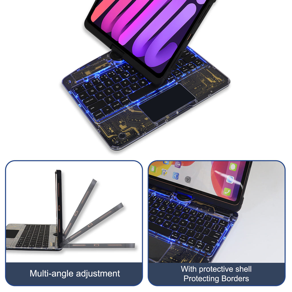 Unique 360 Transparent Black 360° Rotating iPad Keyboard Case