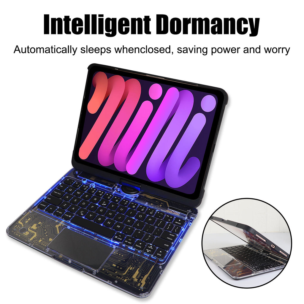Unique 360 Transparent Black 360° Rotating iPad Keyboard Case