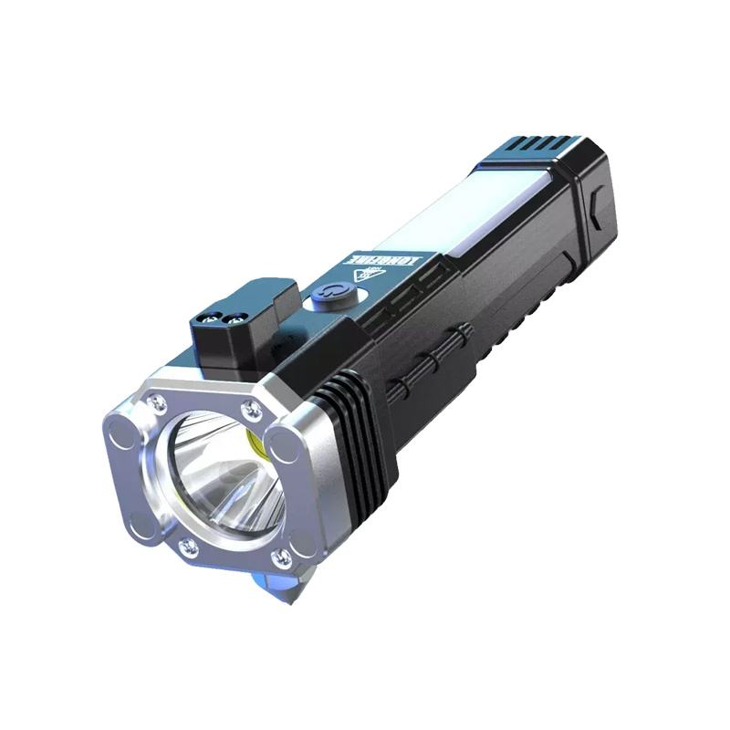 Torch Light, LED 3W Torch Light Rechargeable Torch Flashlight, Long Distance Beam Range Car Rescue Torch with Hammer Window Glass and Seat Belt Cutter Built